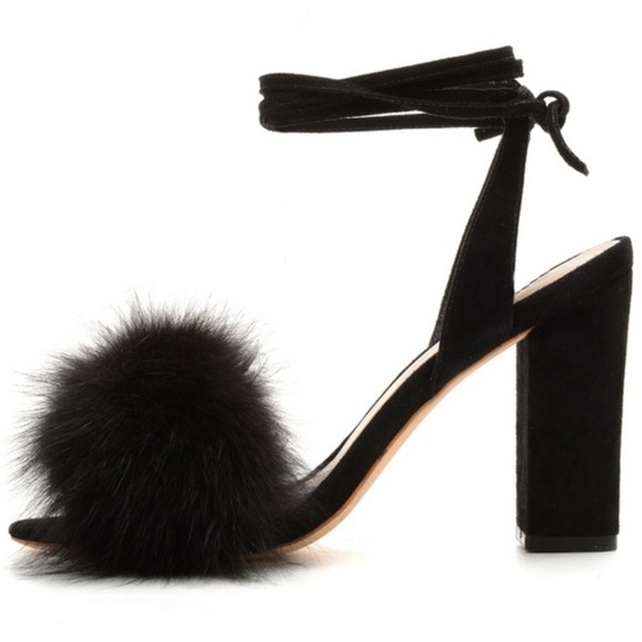 Loeffler Randall Nicolette fur and suede lace up heeled sandals size 8 - Picture 6 of 6